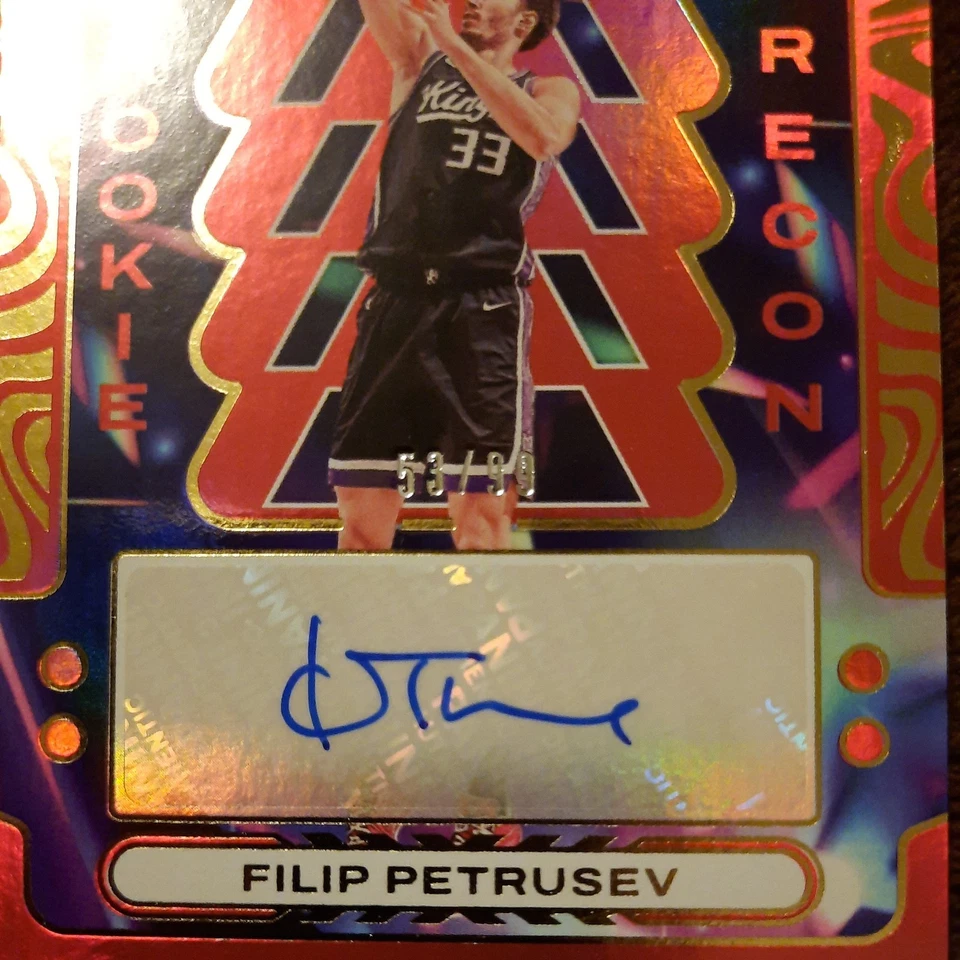 2023-24 Filip Petrusev Rookie Recon Signatures Red /99 Auto RC Sacramento Kings - Image 3 of 3