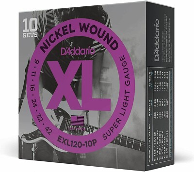 10 Sets EXL120 D'Addario Electric Guitar Strings 9-42 Super Light  EXL120-10p