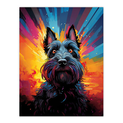 Scotty Dog Scottish Terrier Dog Pet Portrait Vibrant Wall Art