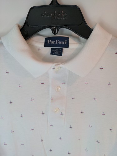 Vintage Par Four Collared Short Sleeved Golf Polo All Over Print Thin Shirt L - Picture 3 of 8