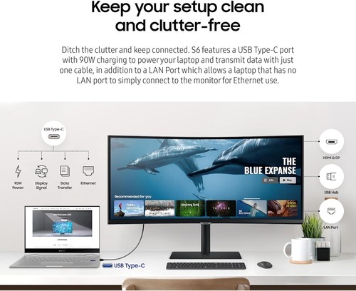 SAMSUNG Viewfinity S65UA Series 34-In Ultrawide QHD Curved Monitor, 100Hz, USB-C - Picture 5 of 10