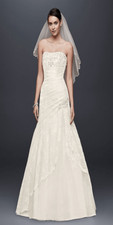 David’s Bridal a-line lace wedding dress with side split detail corset back Size