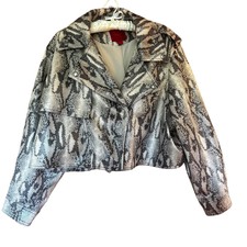 Jennifer Lopez Women’s Snakeskin Print Vegan Leather Moto Crop Jacket Sz. Xxl