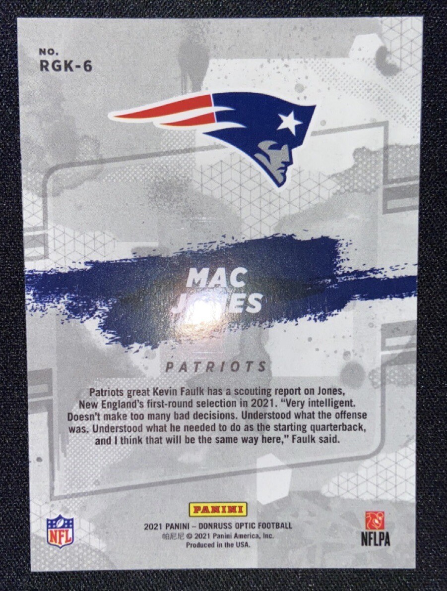 Mac Jones 2021 Donruss Optic Rookie Gridiron Kings 6 NE Patriots QB RC