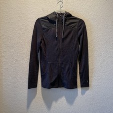 Smartwool Women Dark Grey 100% Merino Wool Full Zip Hooded Lightweight Jacket Xs