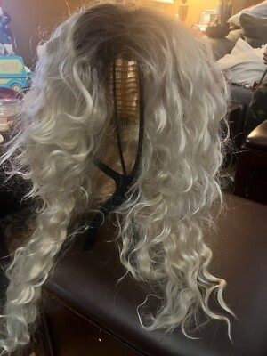 28  Long Curly Wig w/dark Brown Fading To Blonde Cascading Curls