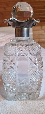Karaffe Kristallkaraffe Punze 800 Krone HB Silber Glas Antik Herman Bauer Arbeit