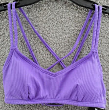 SALT  COVE Raised Rib Strappy Bralette Bikini Top Juniors' XS Ultraviolet Lined