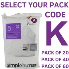 Image of Simplehuman Bin Liners K Code K size K simple human bin bag Code K 20-40-60 Pack