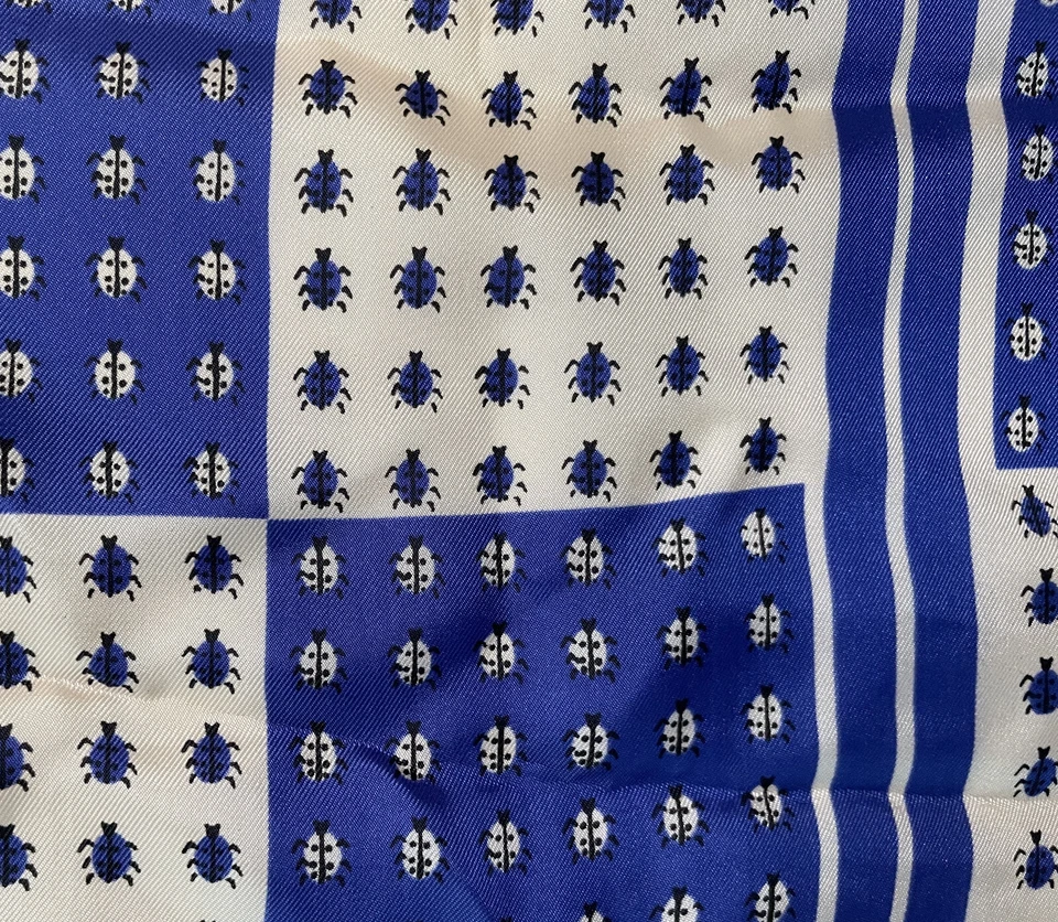 Vintage Vera Neumann Purple Beige Ladybug 21" Square Scarf Silk - Image 4 of 4