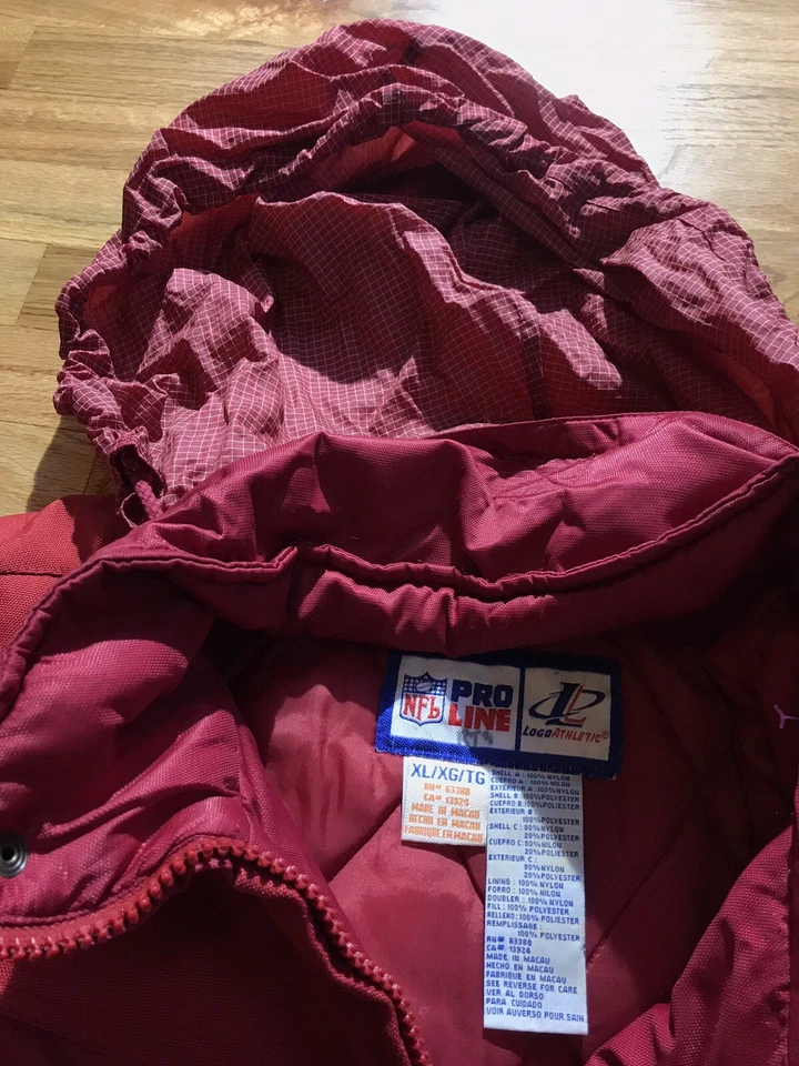 复古旧金山 49 人队夹克 NFL 标志运动职业线初学者拉链 XL — 第 3/4 张图片