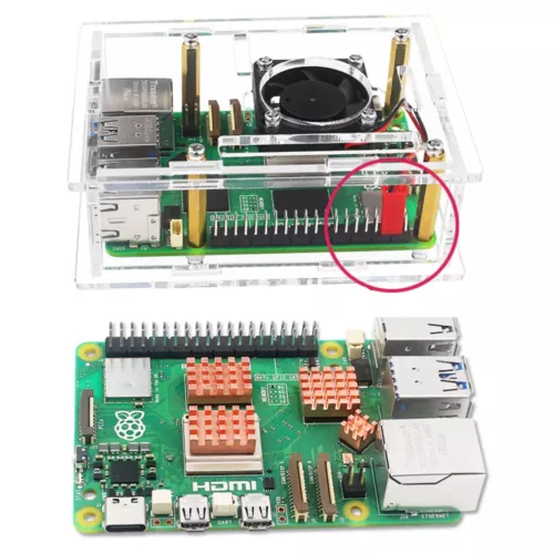 Raspberry Pi 5 Acrylic Clear Case with Cooling Fan + Heatsink