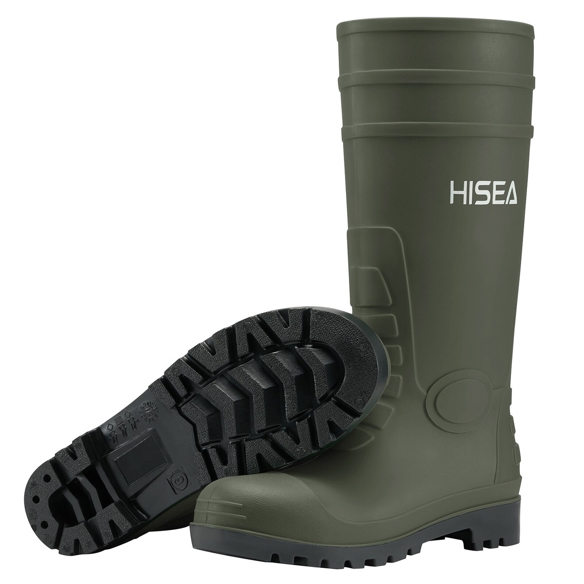 HISEA Men Mid-Calf Rain Boots w/Steel Shank Waterproof Fishing Rubber‎ Boot Men main image 2