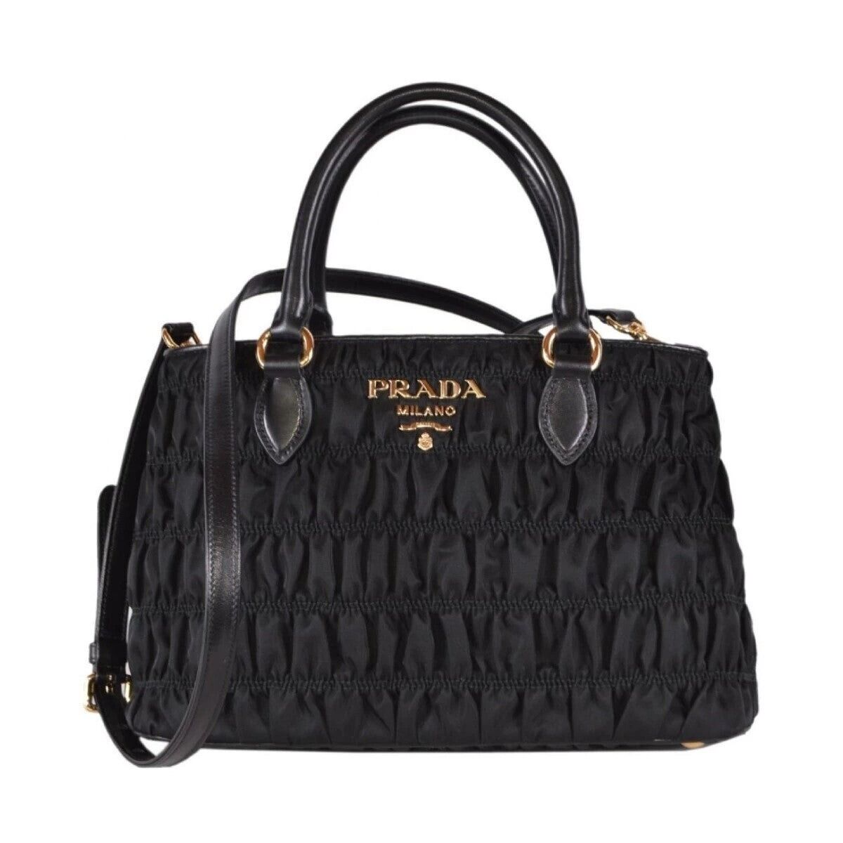 Prada Tessuto Gaufre Nylon Small Black Satchel Handbag NEW Prada Tessuto Gaufre Nylon Small Black Satchel Handbag NEW