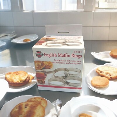 Norpro English Muffin Ring Set 4 Pieces 3 1/2  9cm Diameter Can Used For Eggs   