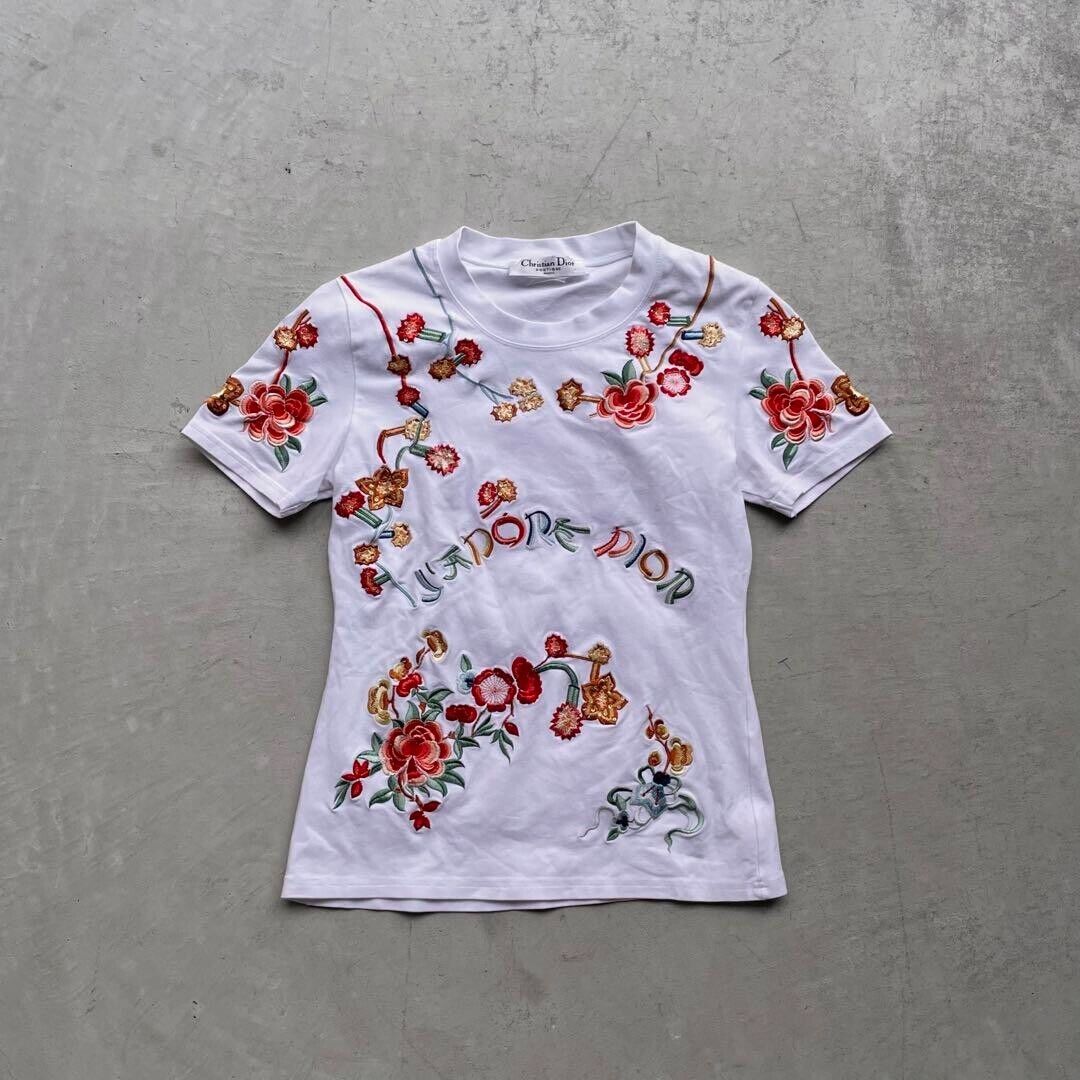 Christian Dior T-Shirt John Galliano Embroidery J'adore Dior Christian Dior T-Shirt John Galliano Embroidery J'adore Dior