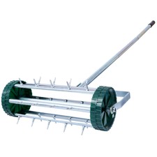 Spike Rolling Lawn Aerator Garden Yard Rotary Push Lawn Aeration w/Steel Handle
