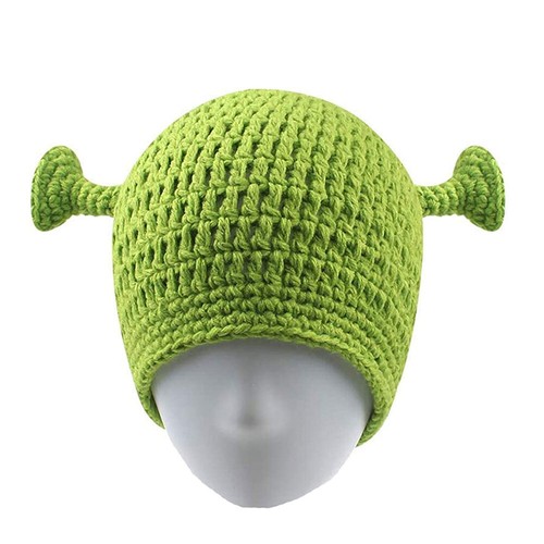 Shrek Hats with Ears, Adult Cosplay Prop Halloween Cosplay Green Beanie Hat Gift - Picture 13 of 27