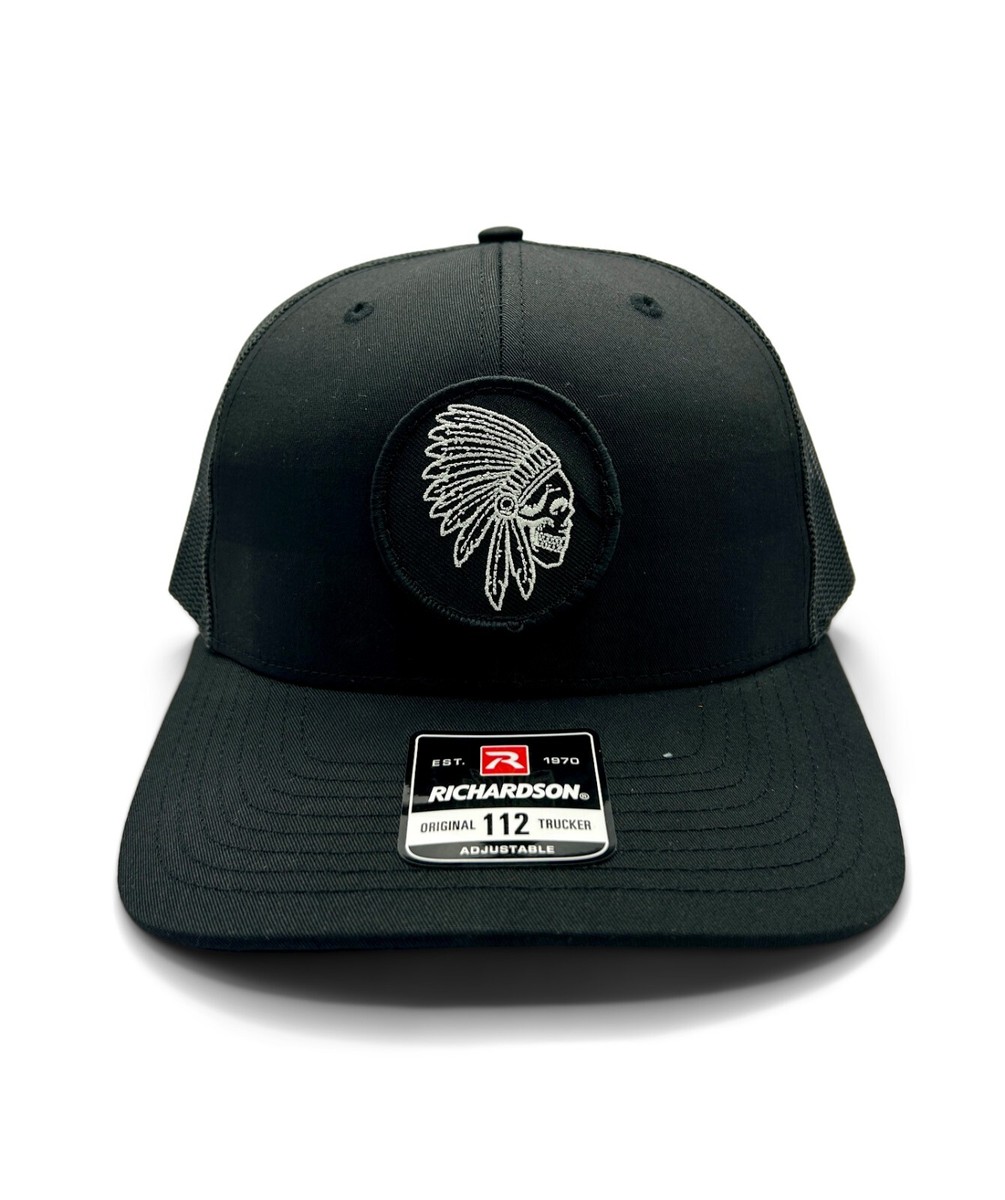 Apache Skull Embroidered Patch Hat | Richardson 112 Black Snapback