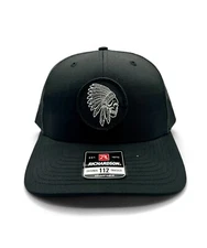 Apache Skull Embroidered Patch Hat | Richardson 112 Black Snapback | Indian Skul