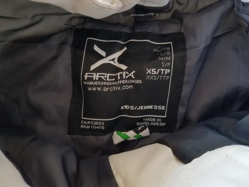 Arctix Kids Husky White With Black Trim Snow Pants Size XS (6/7 H) New With Tags - Picture 4 of 13