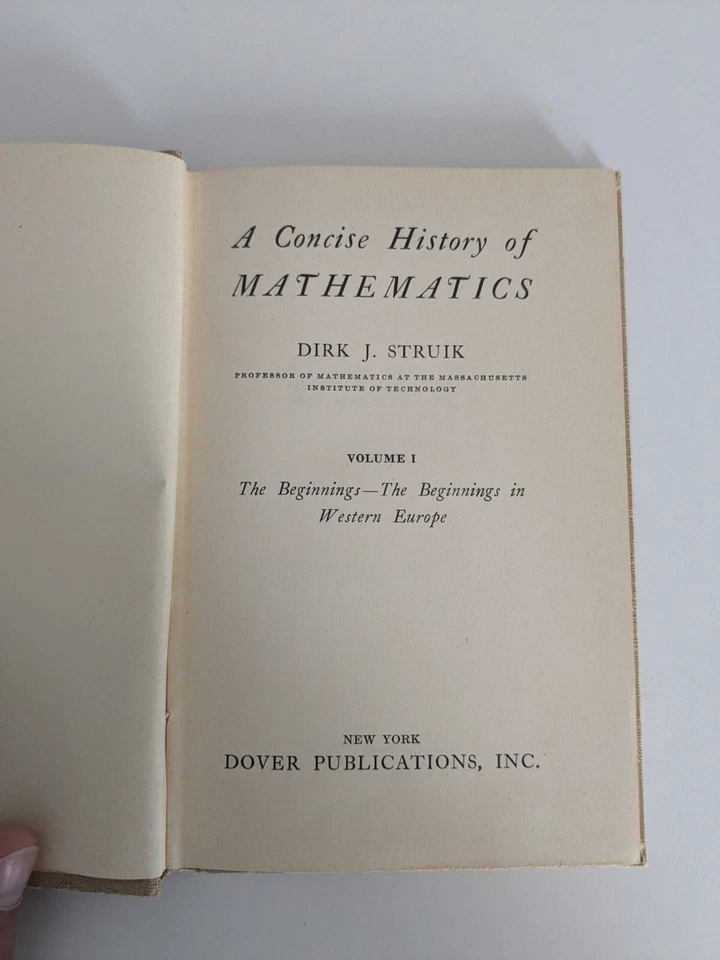 A Concise History of Mathematics Volume 1 Dirk J. Struik 1948 Hardback Dover Pub - Image 2 of 4