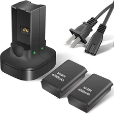 2 Pack 4800mAh Rechargeable Battery w/Charging Station Dock for Xbox 360 contrlr