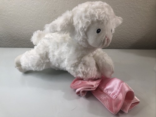 Peluche Baby Gund bianco Lena agnello che tiene rosa coperta peluche - Foto 2 di 9