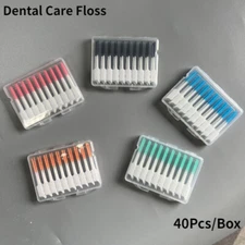 40Pcs/Box Dental Care Floss, Tooth Picks ,Interdental Sticks,Clean Brush