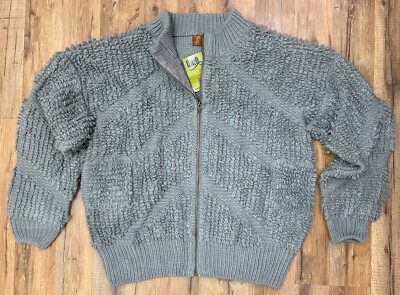 POL Gray Shag Zip Down Sweater Jacket Size Small Pockets NWT Oversized Loose Fit
