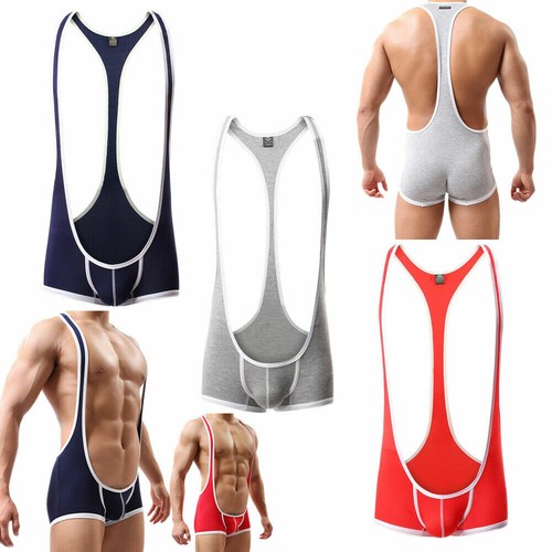 Hombres Leotardo Body Boxers Ropa Interior Gay Monos Lucha Singlete Camiseta Interior - Imagen 12 de 14