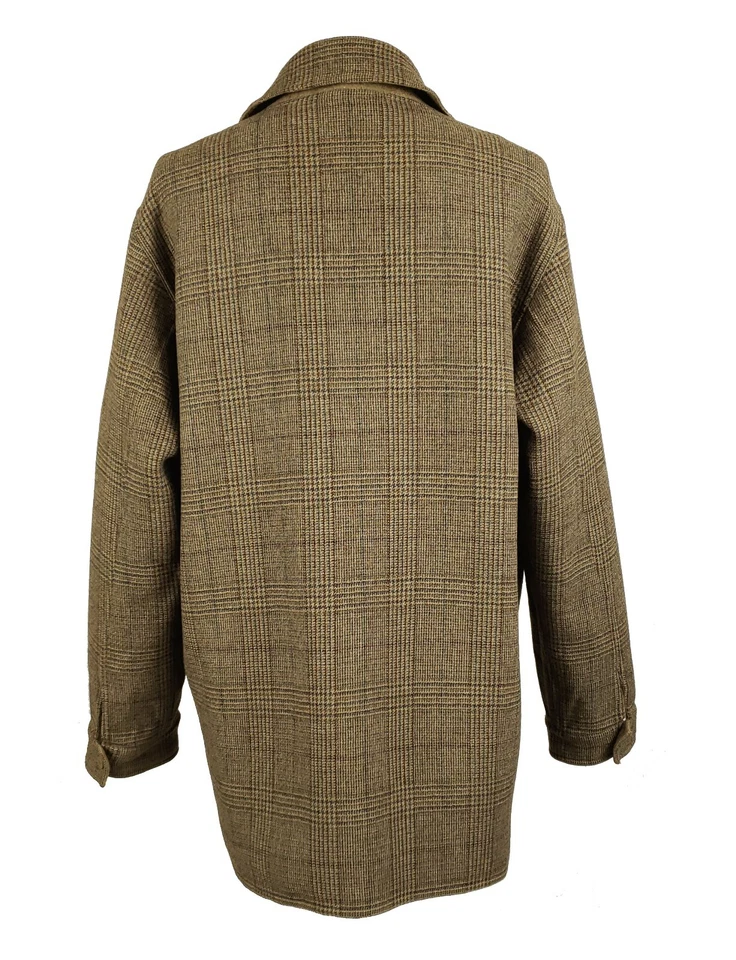 Abrigo de tweed reversible Baby Alpaca 48L a cuadros de pistola HECHO EN PERÚ marrón y verde Foto 4 de 4