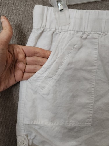 New York & Company Linen Cotton Shorts Womens L White Pull On Cuffed Pockets - Picture 3 of 10