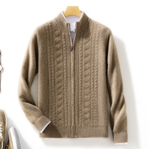 Maglione uomo autunno misto lana maglione spesso cerniera cardigan business giacca - Foto 23 di 25