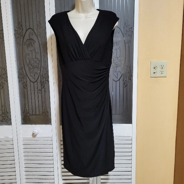 ralph lauren black ruched dress