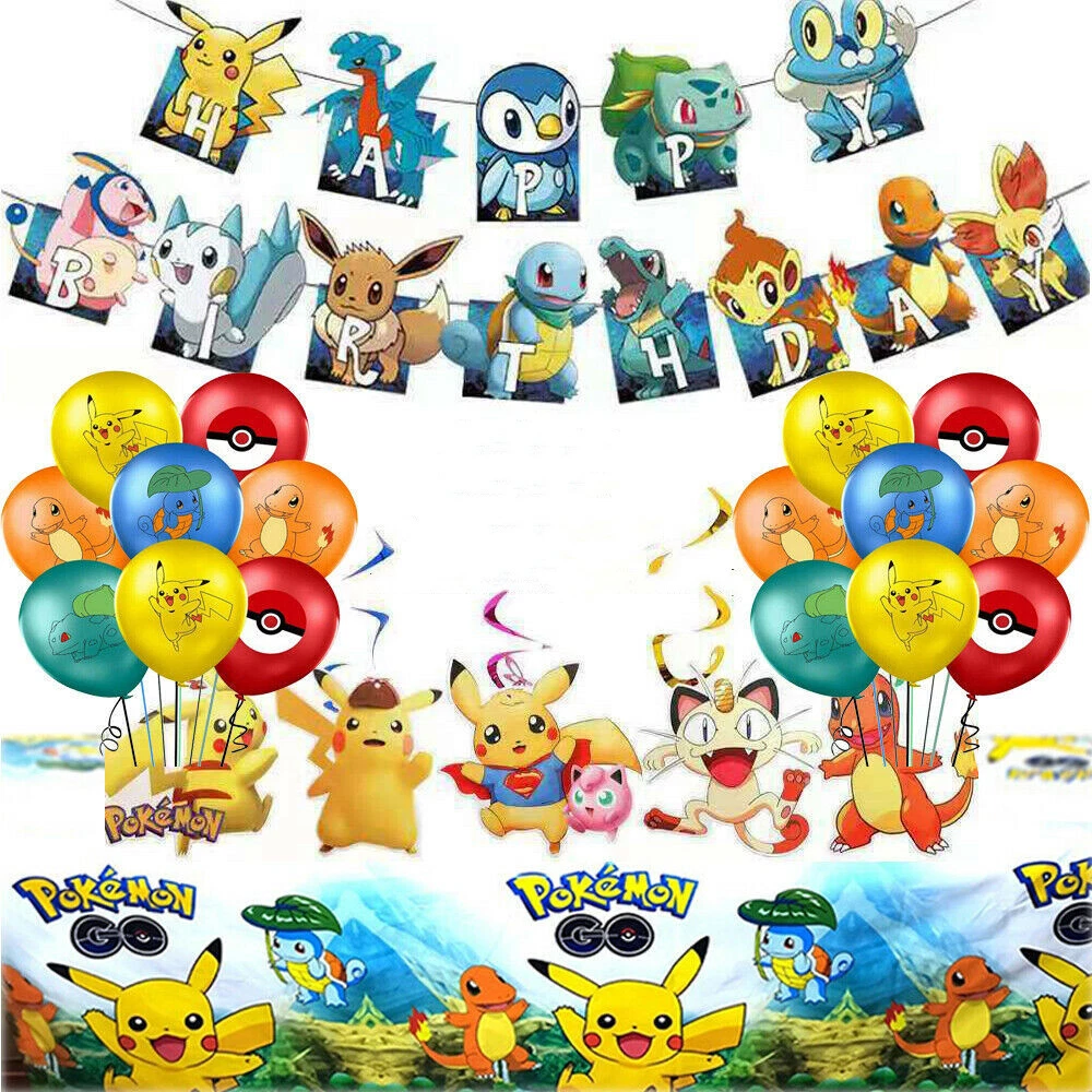 POKEMON Balloon Birthday Party Supplies Party Decoration Tableware Banner Plate