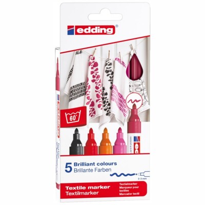 EDDING Textilmarker 4500 2-3mm 5 Stück Set -Warm Colours-