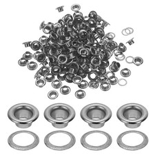 150 Pcs 4mm/5/32" Metal Eyelets, Eyelets and Grommets Kit Grey