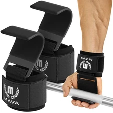 Mava Sports Heavy Duty Weightlifting Hand Grip Power Hooks with Wrist Straps ...