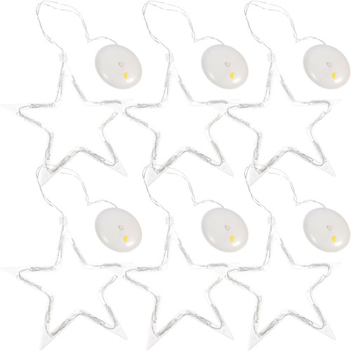 Lampada a Ventosa per Natale, 6 Pezzi Finestra Natale Luce a Ventosa, Luci Nat-ale a LED Luce a Sospensione, Lampadario a LED Natalizio a Sospensione per Decorazioni Natalizie