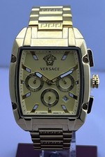 Refurbished Versace Dominus Chrono Quartz Gold Dial Gold-Plated Date Wristwatch