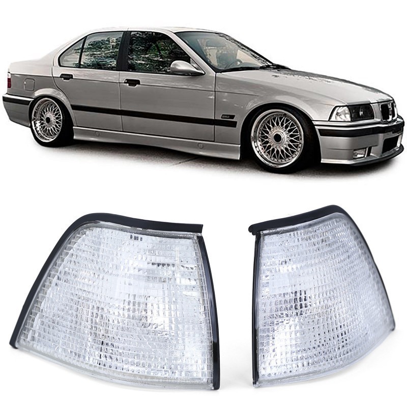 2 clignotants blancs étanches en plastique ABS pour BMW E36 avant