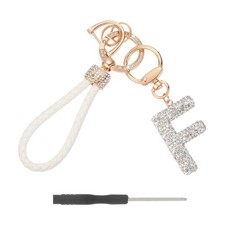 Initial Letter Keychain Letter F - Initial Wristlet KeyChain White