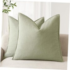 Pack of 2, Decorative Linen Solid Throw 18" x 18" Pack of 2 Seeding Green