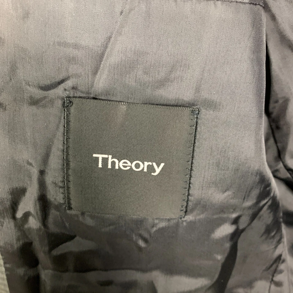 Theory Chambers Blazer 40L Gray Gingham Slim Tailored Wool Sport Coat Jacket - Image 3 of 4