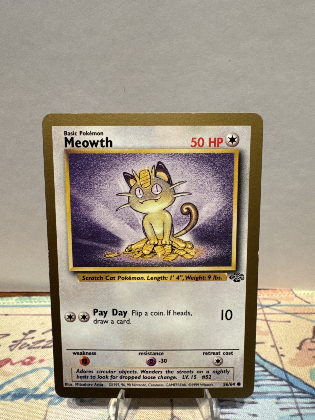 Pokemon TCG Meowth - Gold Border - Promo - Jungle 56/64 - MP