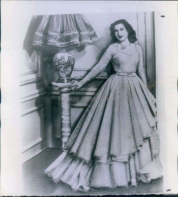 1957 Cairo Egypt Narriman Farouk Dress Portrait Historic Vintage Photo 8x8