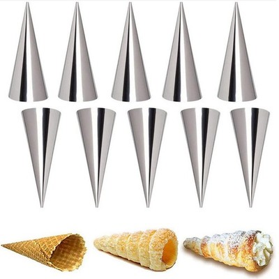 Joyeee 10 Pieces Pastry Cream Horn Molds, Stainless Steel Cannoli Tubes Puff ...