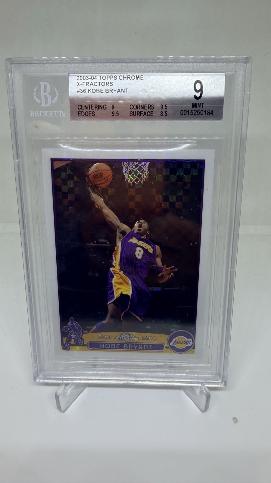 2003 TOPPS CHROME XFRACTOR #36 KOBE BRYANT #/220 BGS 9