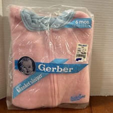 Vintage Gerber 6 Mo. Infant Blanket Sleeper Pink 1990 USA New In Package